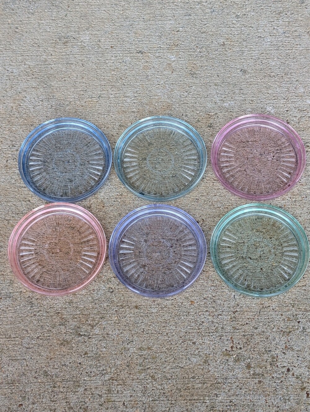 Tupperware Acrylic Coasters 1671 Set of 6 Colorful Pastel Prism